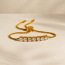 Pulseira Ajustável Com Pedras Banhada em Ouro 18k
