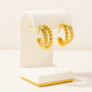 Brinco Argola Dupla com Pérolas Banhado em Ouro 18k