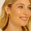 Brinco Argola Dupla com Pérolas Banhado em Ouro 18k