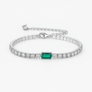 Pulseira Riviera com Pedra Verde Central em Prata 925