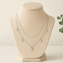 Colar Duplo de Prata 925 com Pedras Moissanite