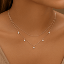 Colar Duplo de Prata 925 com Pedras Moissanite