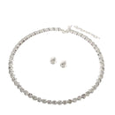 Luxury Round Crystal Jewelry Set for Women Charm Silver Color Bracelet Stud Earring Zircon Chain Necklace Wedding