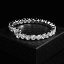 Luxury Round Crystal Jewelry Set for Women Charm Silver Color Bracelet Stud Earring Zircon Chain Necklace Wedding